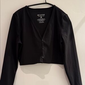 SET Active Women's Black Button Down cardigan